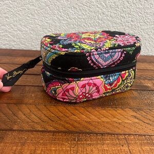 Vera Bradley Black and Multicolor Floral Quilted Jewelry Case